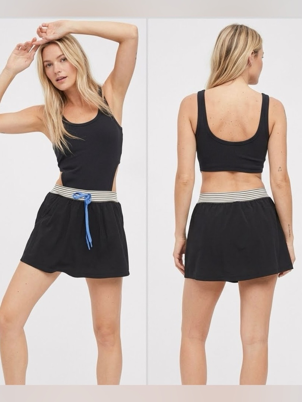 *Final Price* OFFLINE BY Aerie Ribbed Cutout Athletic Romper Dress in Black M